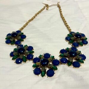 Vintage deep blue and green flower costume jewelry